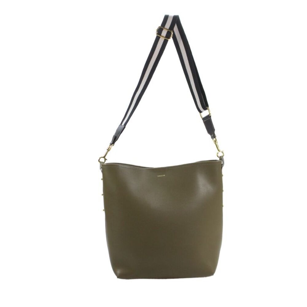 AALLYN Womens Leather Snap Closure Shoulder Bag Green